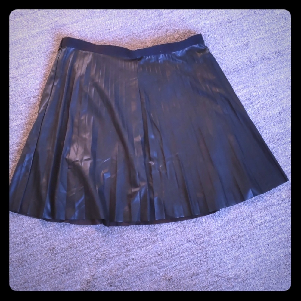 J Crew Faux leather pleated skirt